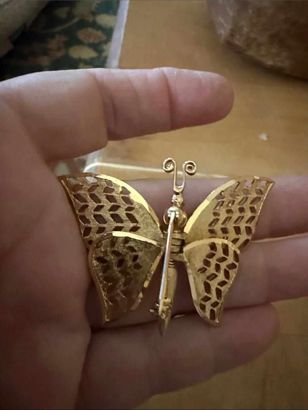 RARE Vintage Coro Articulated Mechanical Butterfly Brooch Signed Movable wings